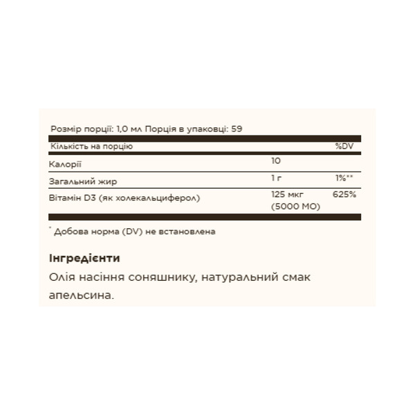 Liquid Vitamin D3 (Cholecalciferol) 125 mcg (5,000 IU) - 59ml Natural Orange. Фото 4
