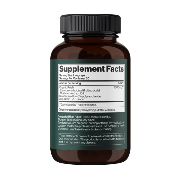 Reishi Mushroom 1000 mg - 60 vegcaps. Фото 2