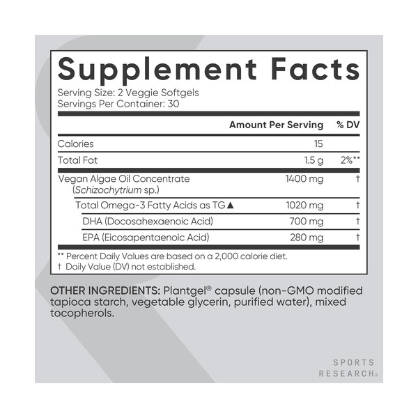 Vegan Omega-3 1400mg - 60 softgels. Фото 4