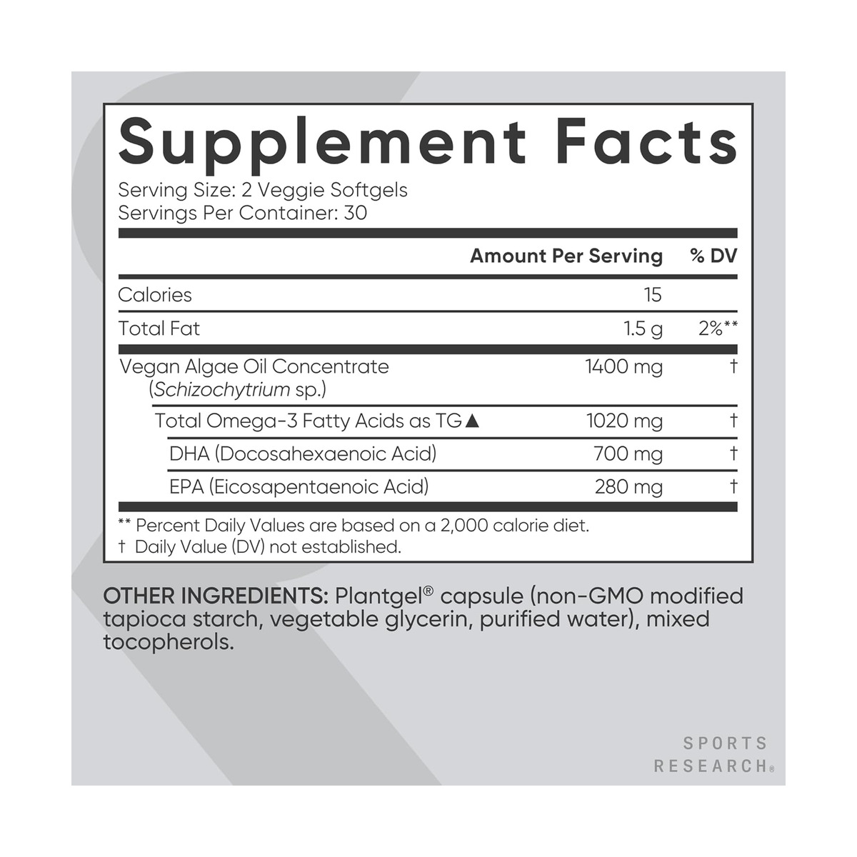 Vegan Omega-3 1400mg - 60 softgels. Фото 2