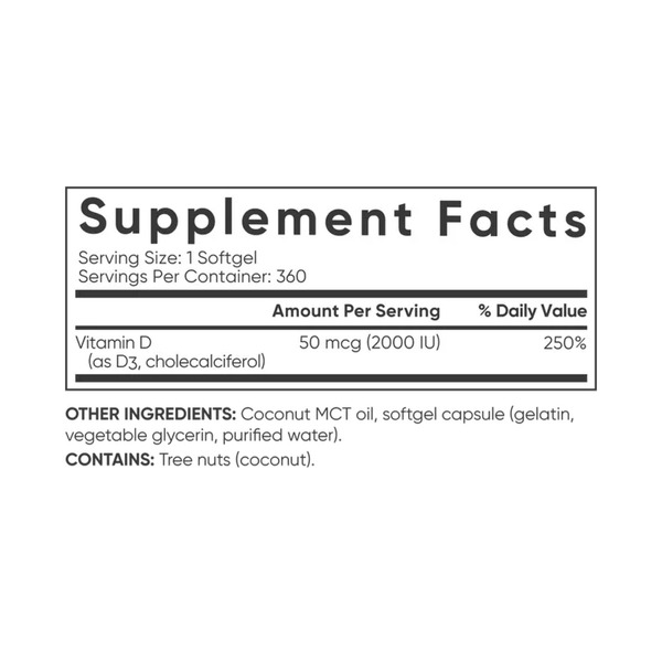 Vitamin D3 2000IU - 360 softgels. Фото 4