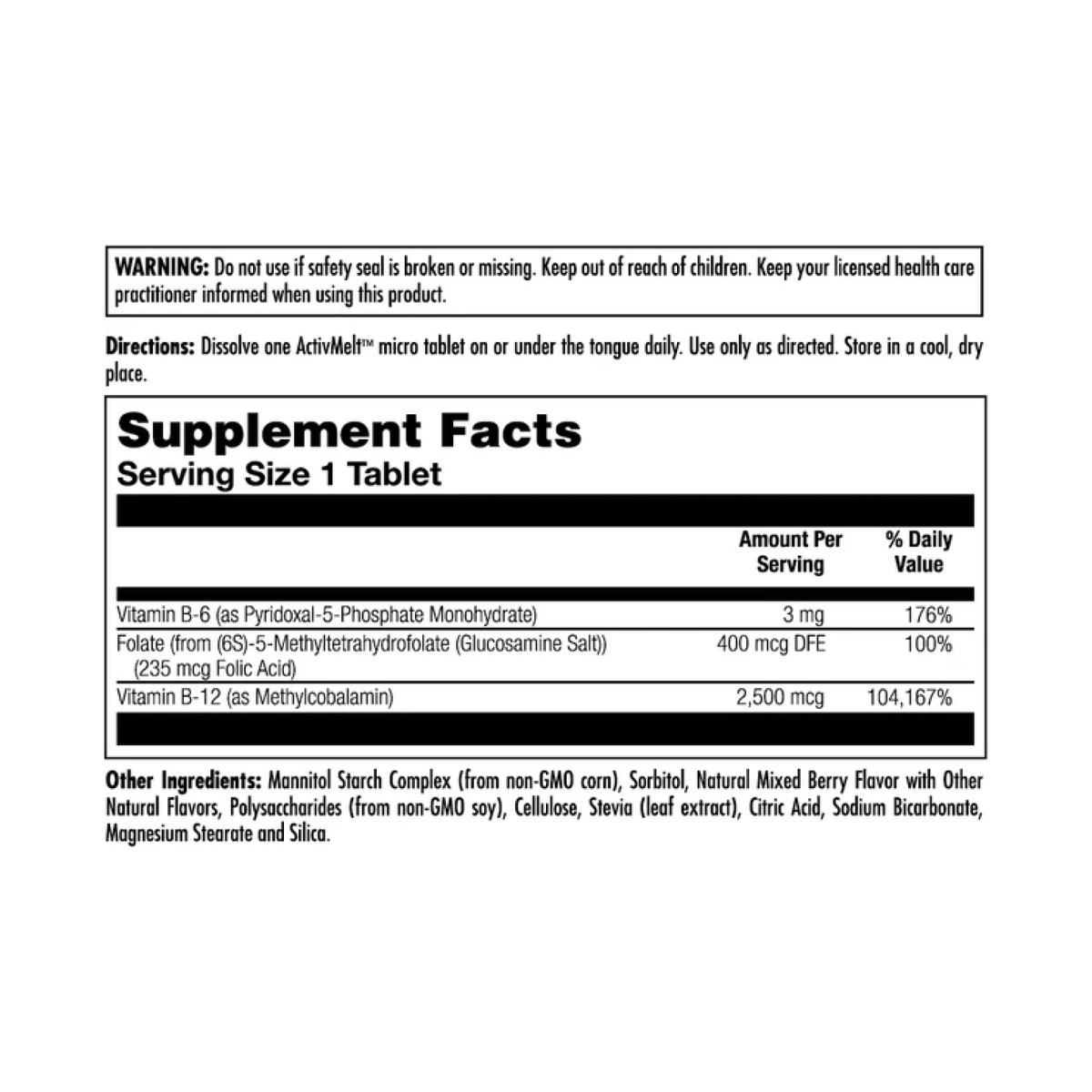 B6 B12 Methyl Folate - 60 tabs Mixed Berry. Фото 4
