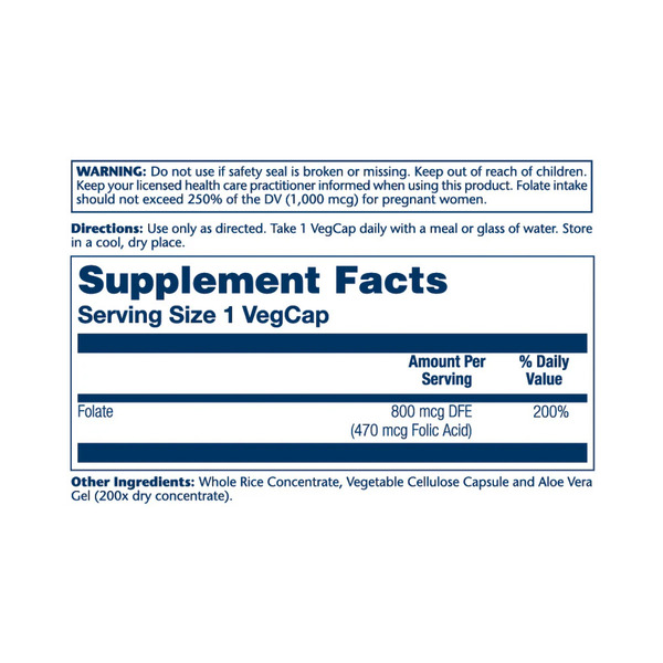 Folic Acid 470 mcg (800 mcg DFE) - 100 caps. Фото 2