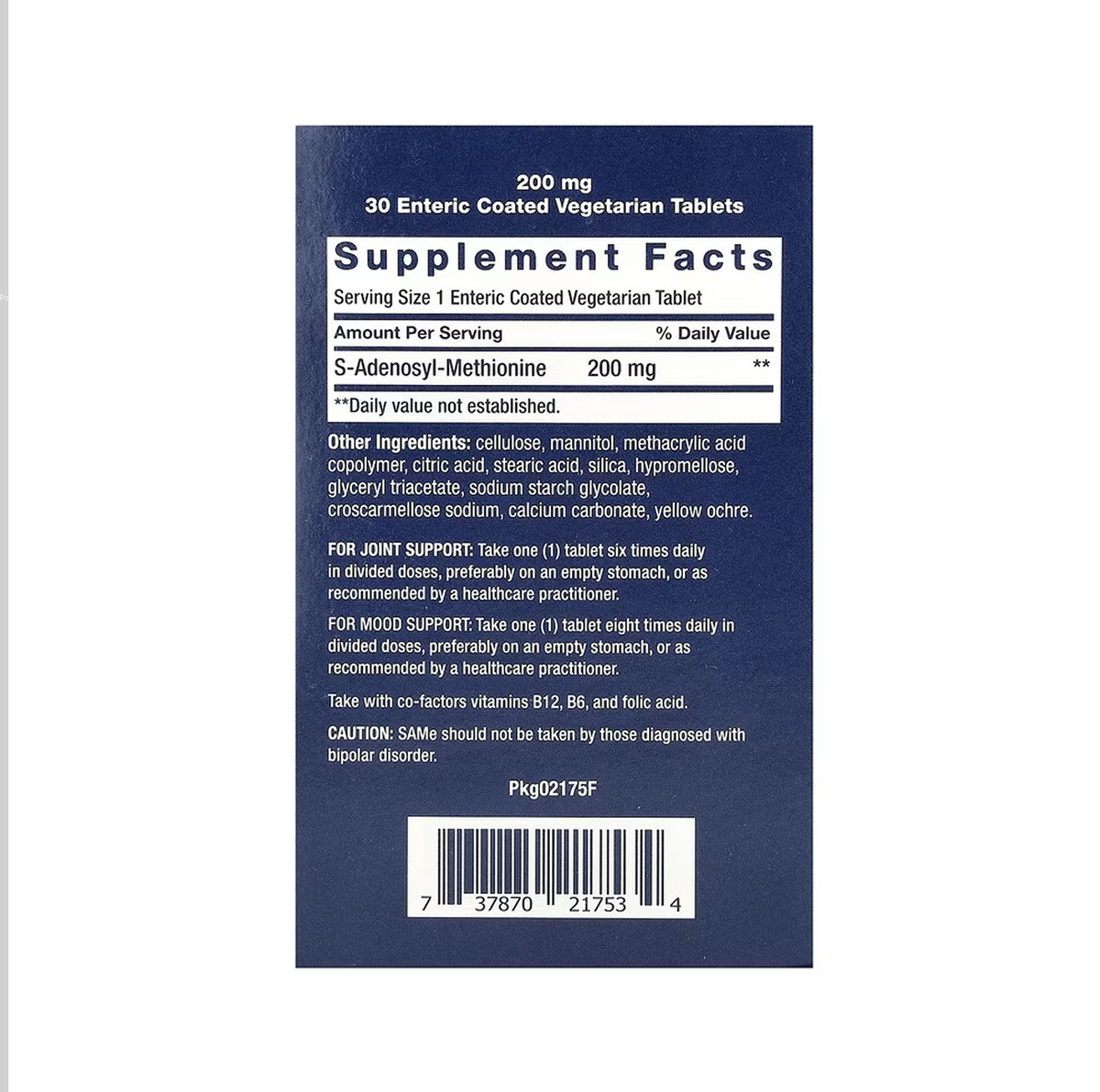 SAMe 200mg - 30 enteric-coated vegetarian tabs. Фото 2