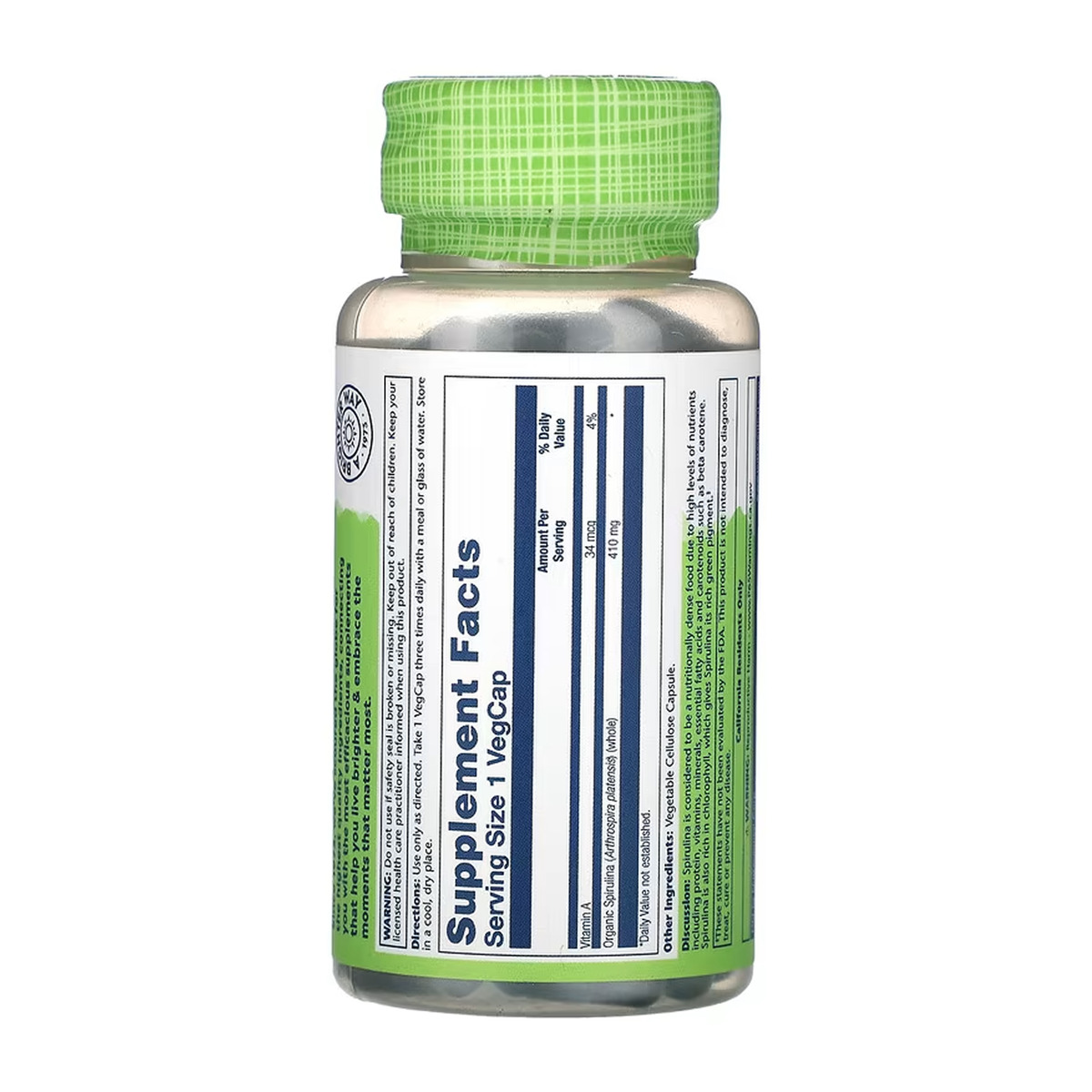 Spirulina Algae 410mg - 100 vcaps. Фото 2