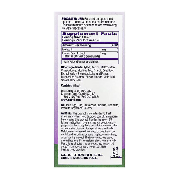 Kids Melatonin 1mg - 40 tabs. Фото 5