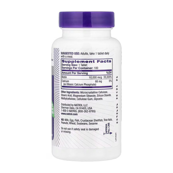 Biotin 10,000mcg - 100 tabs. Фото 4