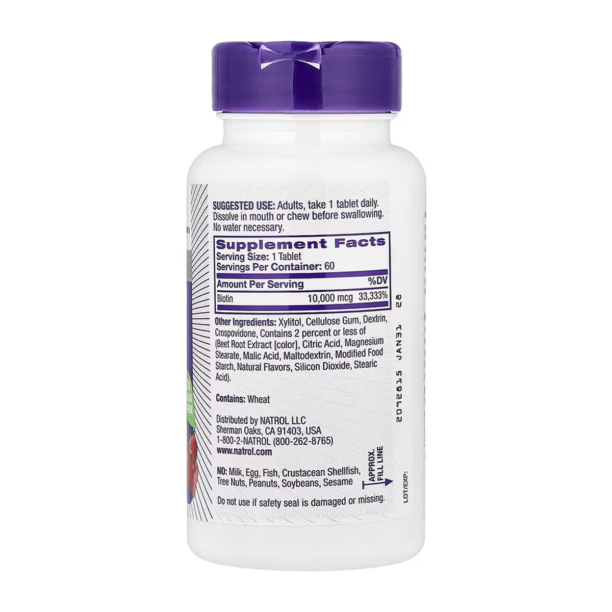 Biotin 10,000mcg - 60 tabs. Фото 2
