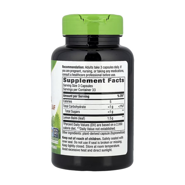 Melissa Lemon Balm Leaf - 100 vcaps. Фото 2