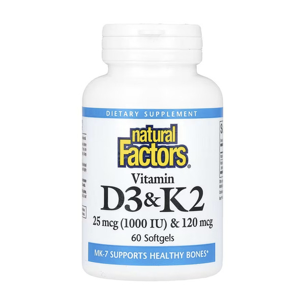 Vitamin D3 & K2 25 mcg (1000 IU) & 120 mcg - 60 softgels