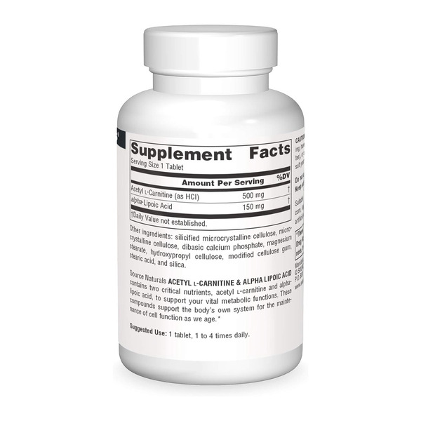 Acetyl L-Carnitine & Alpha-Lipoic Acid 650 mg - 30 tabs. Фото 2