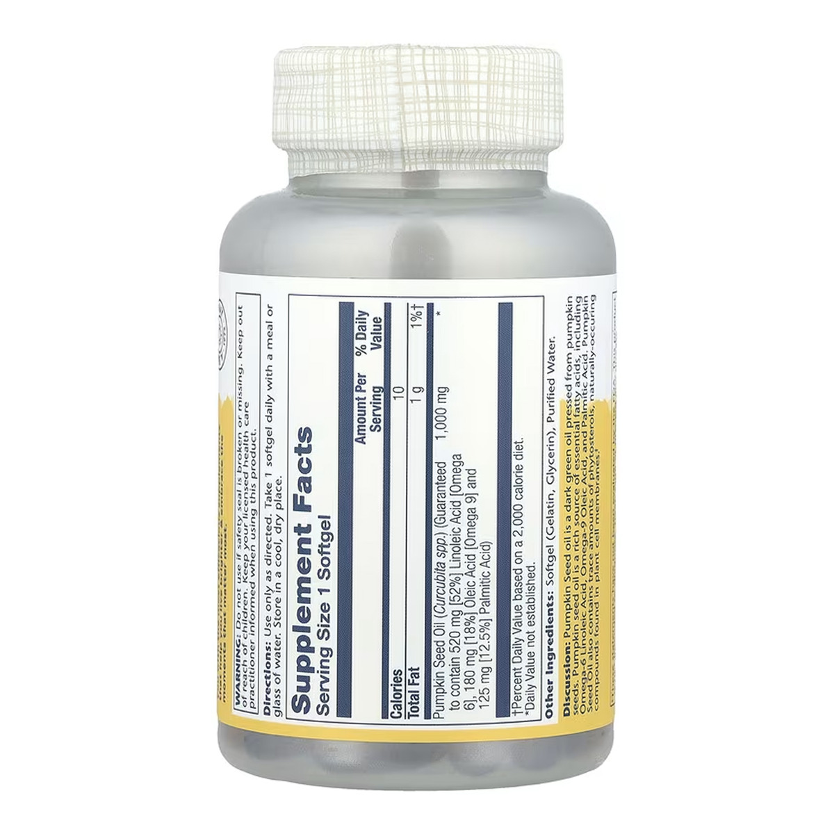 Pumpkin Seed Oil 1000mg - 90 softgels. Фото 2