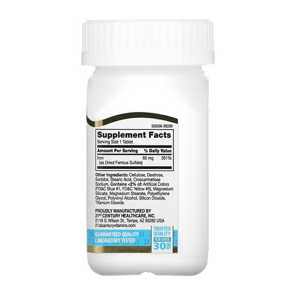 Iron 65 mg Ferrous Sulfate 325 mg - 120 tabs. Фото 2