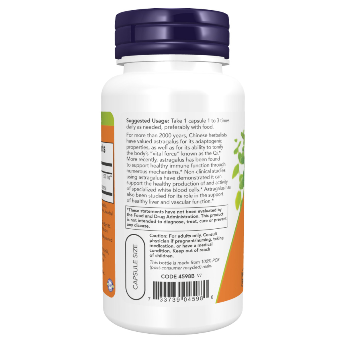 Astragalus Extract 500mg - 90vcaps. Фото 3