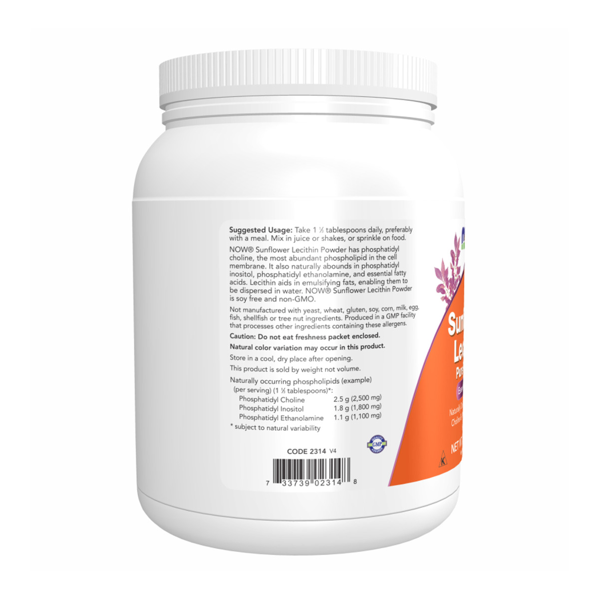 Sunflower Lecithin Pure Powder 1lb - 454g. Фото 3
