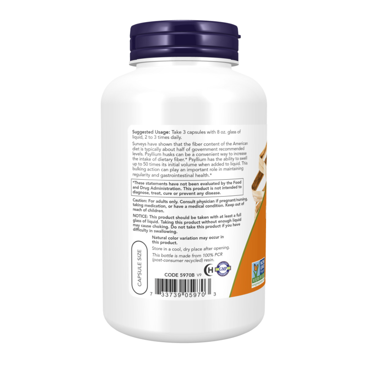 Psyllium Husk Caps 500 mg - 500 vcaps. Фото 3