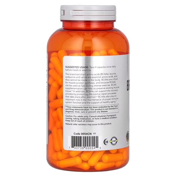 Амінокислота BCAA NOW Branched Chain Amino Acids, 240 капсул. Фото 3
