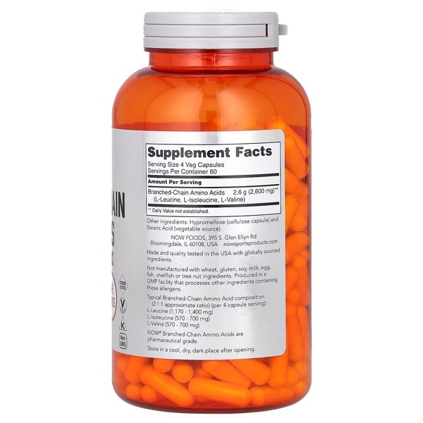 Амінокислота BCAA NOW Branched Chain Amino Acids, 240 капсул. Фото 2