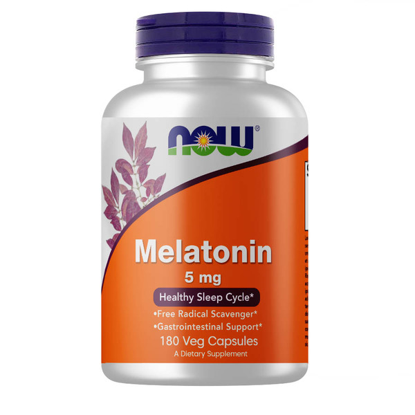 Натуральна добавка NOW Melatonin 5 mg, 180 вегакапсул