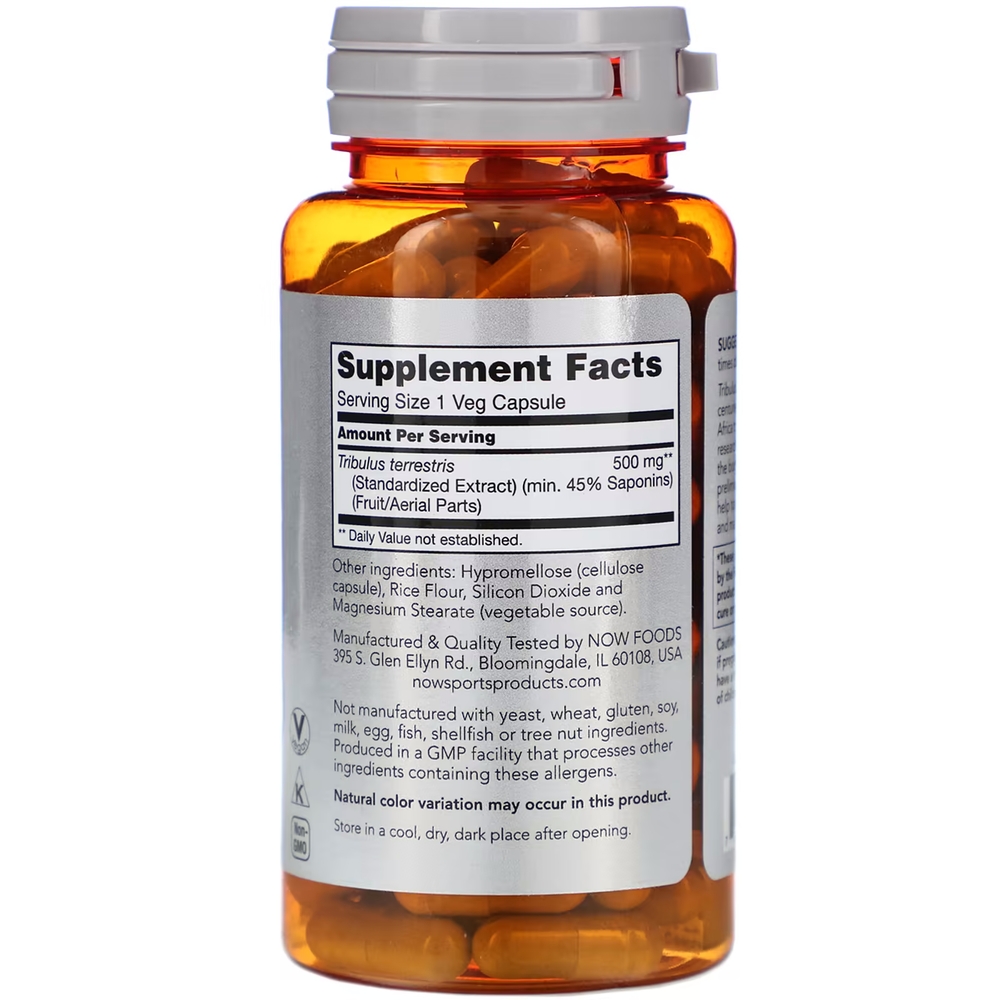 Стимулятор тестостерону NOW Sports Tribulus 500 mg, 100 капсул. Фото 2