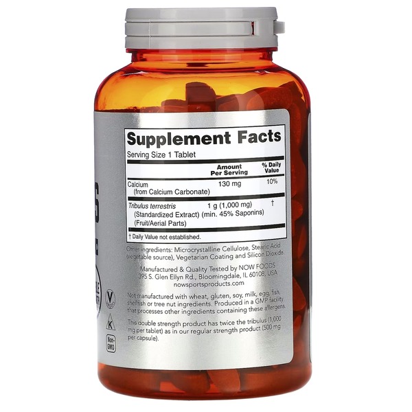 Стимулятор тестостерону NOW Sports Tribulus 1000 mg, 180 таблеток. Фото 2