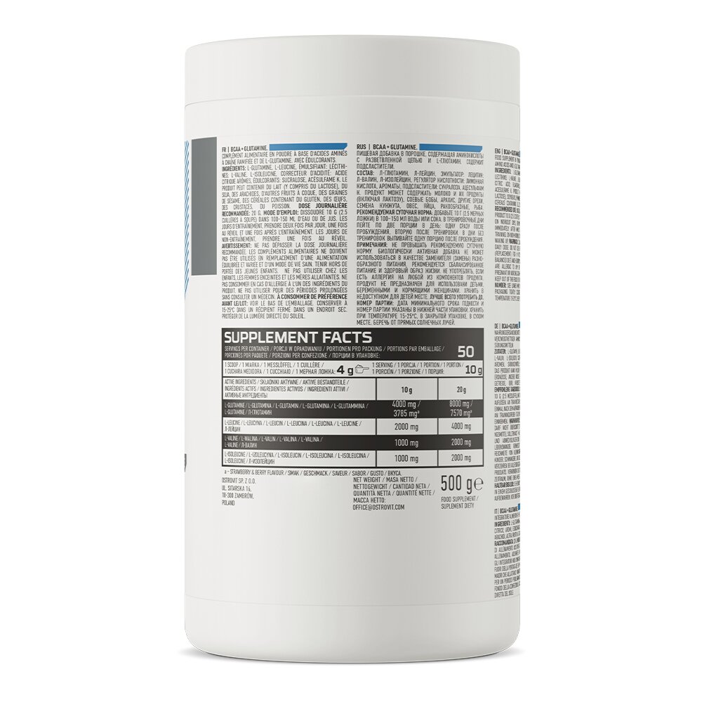 Амінокислота BCAA OstroVit BCAA + Glutamine, 500 грам. Фото 2