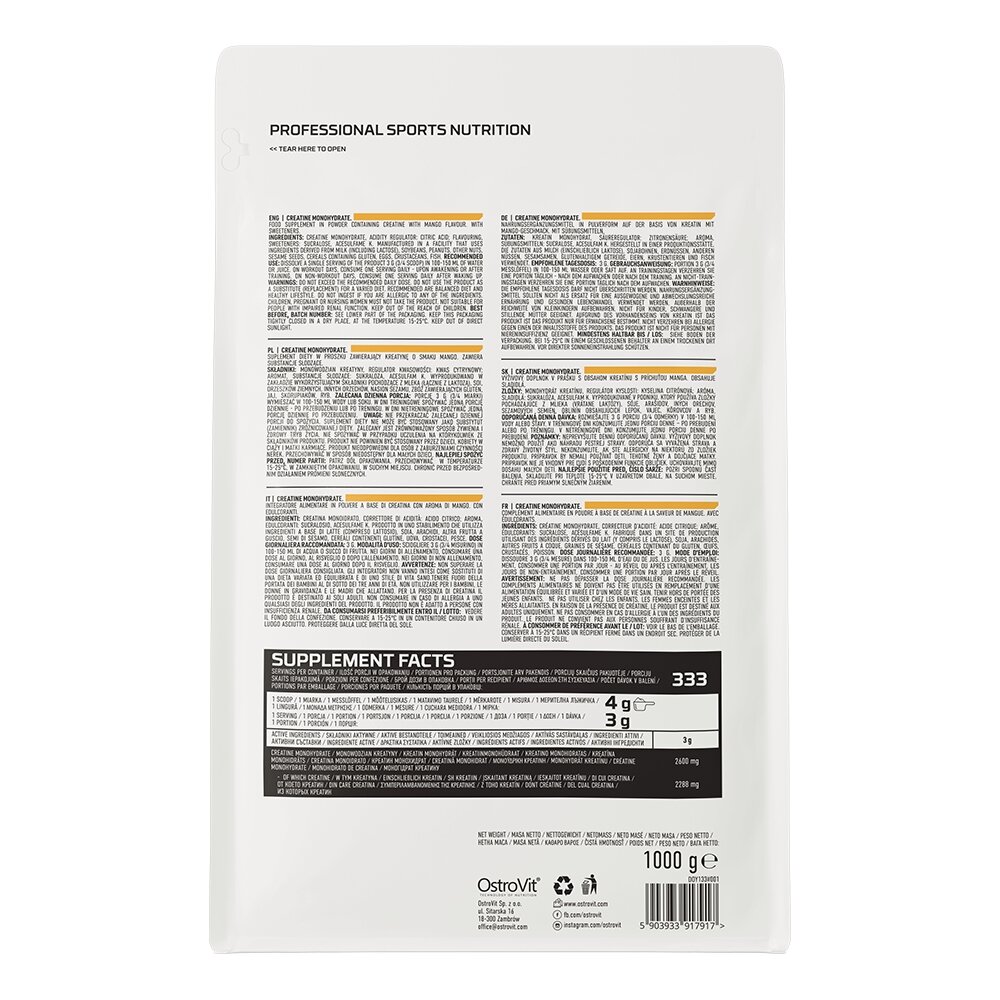 Креатин OstroVit Creatine Monohydrate, 1 кг. Фото 8