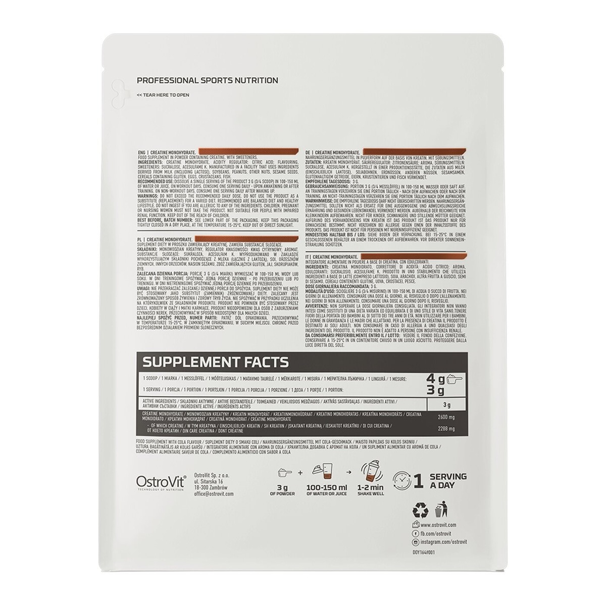 Креатин OstroVit Creatine Monohydrate, 300 грам. Фото 17