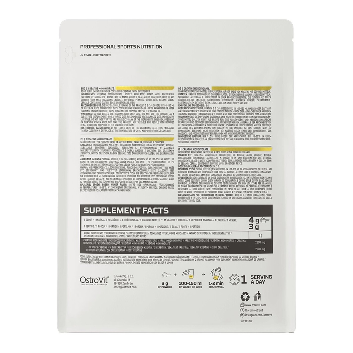 Креатин OstroVit Creatine Monohydrate, 300 грам. Фото 20