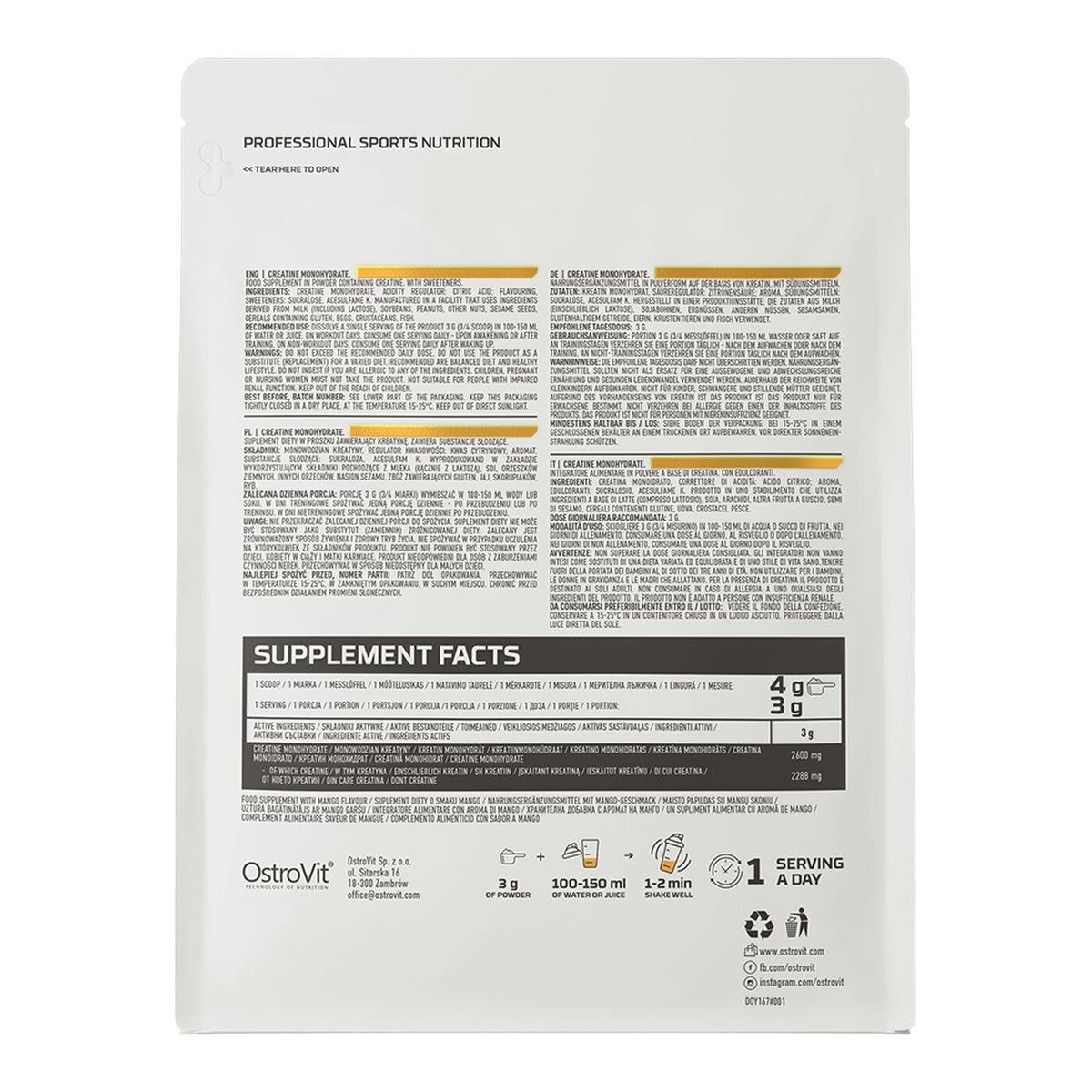 Креатин OstroVit Creatine Monohydrate, 300 грам. Фото 23