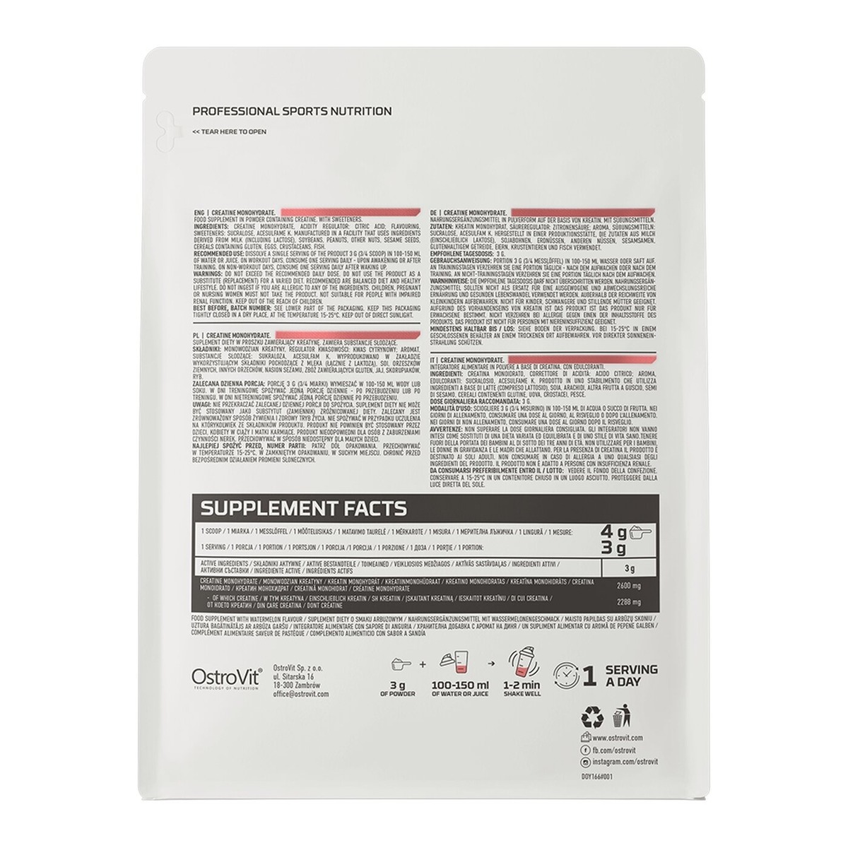 Креатин OstroVit Creatine Monohydrate, 300 грам. Фото 8