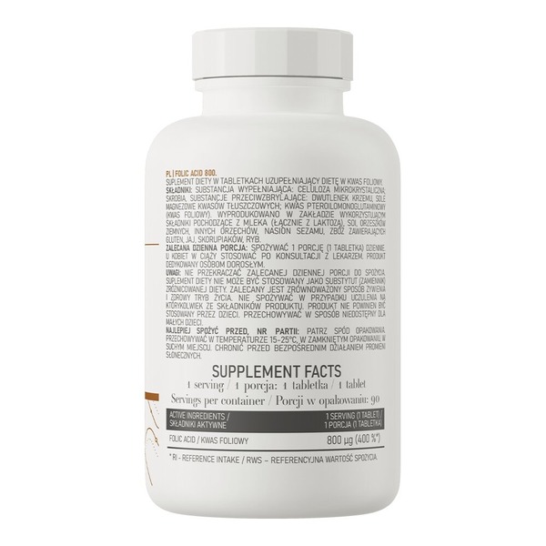 Вітаміни та мінерали OstroVit Folic Acid, 90 таблеток. Фото 2