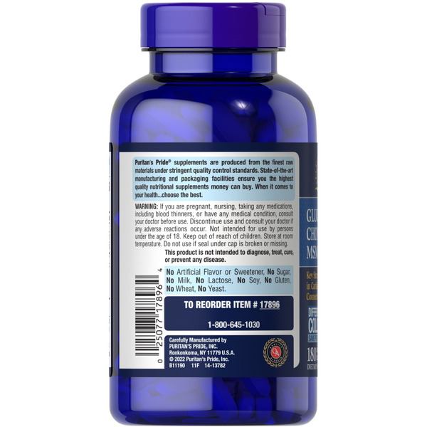 Препарат для суглобів і зв'язок Puritan's Pride Chondroitin Glucosamine MSM 2 Per Day Formula, 180 каплет. Фото 3