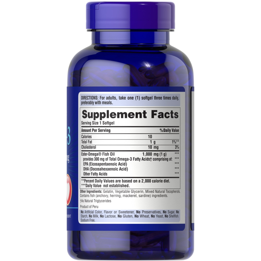 Жирні кислоти Puritan's Pride Omega 3 Fish Oil 1000 mg, 250 капсул. Фото 2