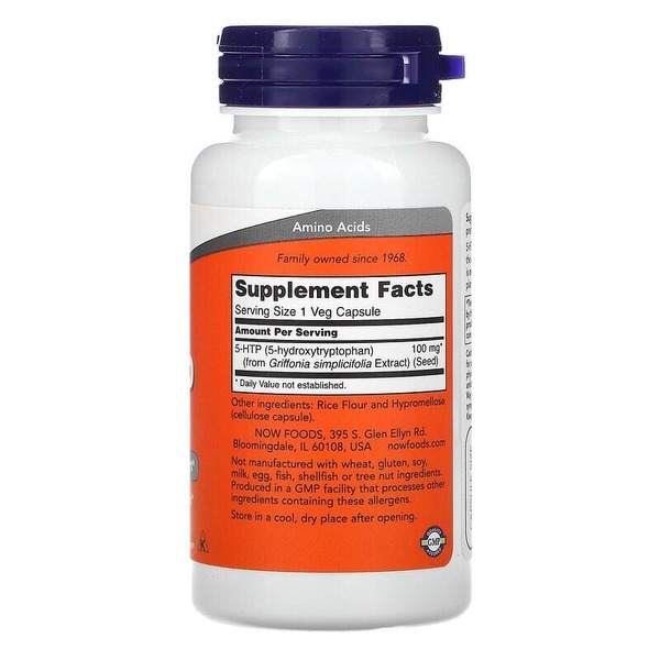 Амінокислота NOW 5-HTP 100 mg, 60 вегакапсул. Фото 2