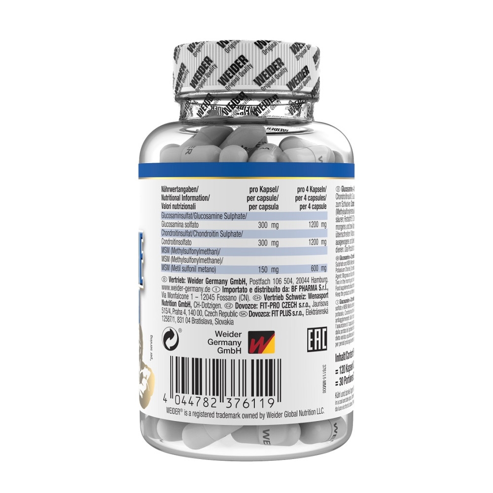 Препарат для суглобів і зв'язок Weider Glucosamine Chondroitin plus MSM, 120 капсул. Фото 2