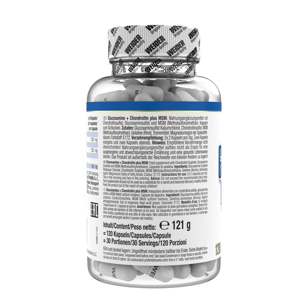 Препарат для суглобів і зв'язок Weider Glucosamine Chondroitin plus MSM, 120 капсул. Фото 3
