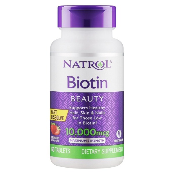 Вітаміни та мінерали Natrol Biotin 10000 mcg, 60 таблеток полуниця