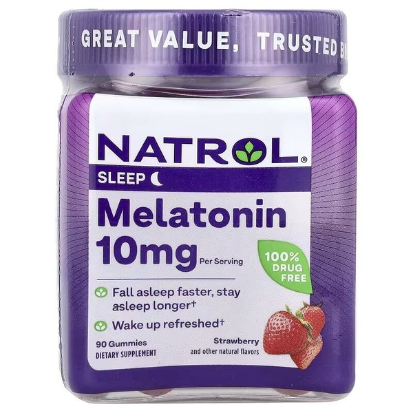 Натуральная добавка Natrol Melatonin 10mg Gummies, 90 желейок клубника