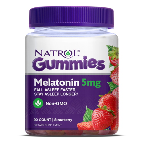 Натуральная добавка Natrol Melatonin 5mg Gummies, 90 желейок клубника