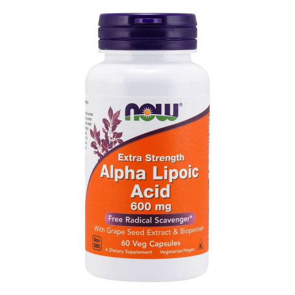 Натуральна добавка NOW Alpha Lipoic Acid 600 mg, 60 вегакапсул