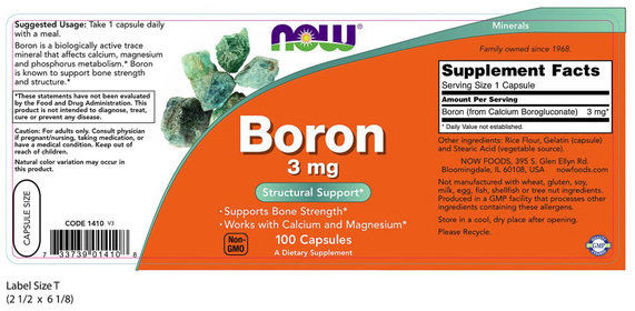 Вітаміни та мінерали NOW Boron 3 mg, 100 капсул. Фото 2