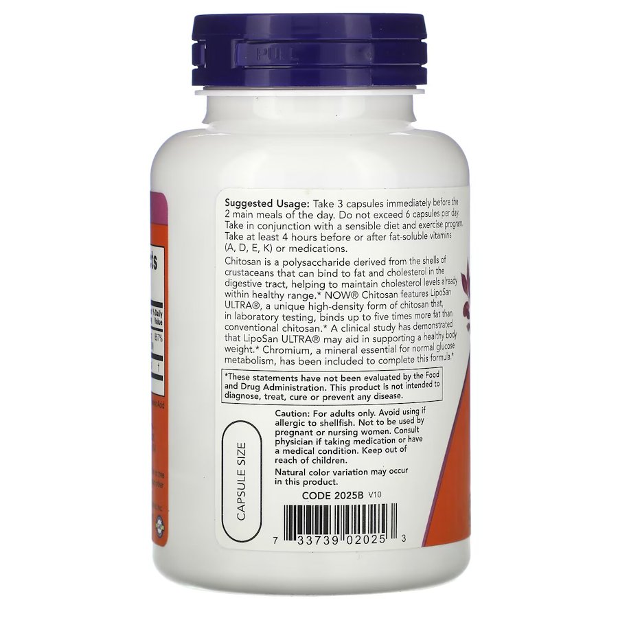 Натуральна добавка NOW Chitosan Plus 500 mg, 120 капсул. Фото 2