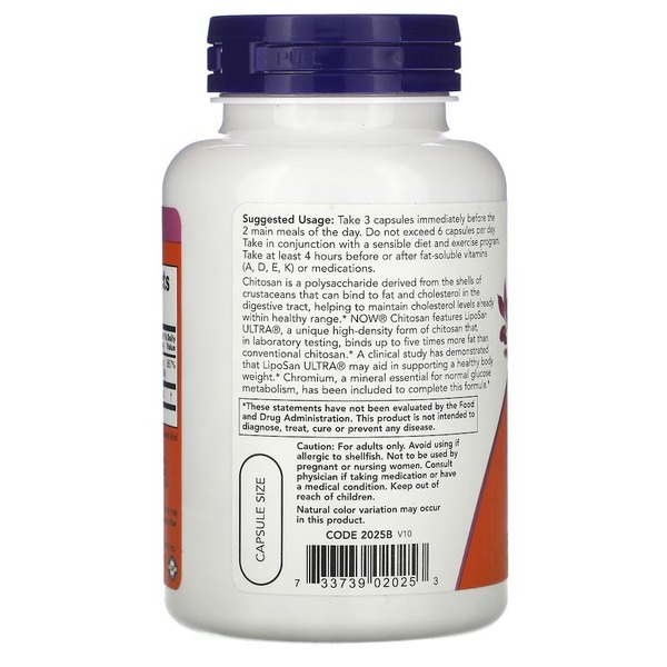 Натуральна добавка NOW Chitosan Plus 500 mg, 120 капсул. Фото 2