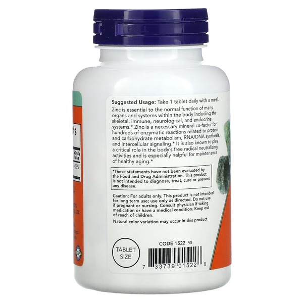Вітаміни та мінерали NOW Zinc 50 mg, 250 таблеток. Фото 3