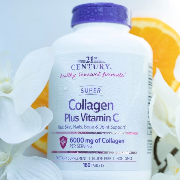 Препарат для суглобів і зв'язок 21st Century Super Collagen Plus Vitamin C 6000 mg, 180 таблеток. Фото 3