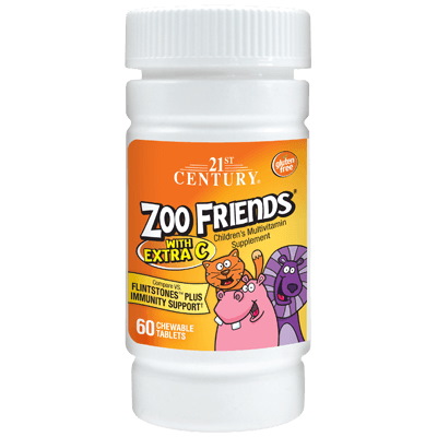 Вітаміни та мінерали 21st Century Zoo Friends with Extra C, 60 таблеток