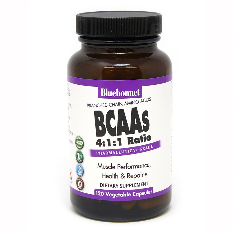 Амінокислота BCAA Bluebonnet Nutrition BCAAs, 120 вегакапсул