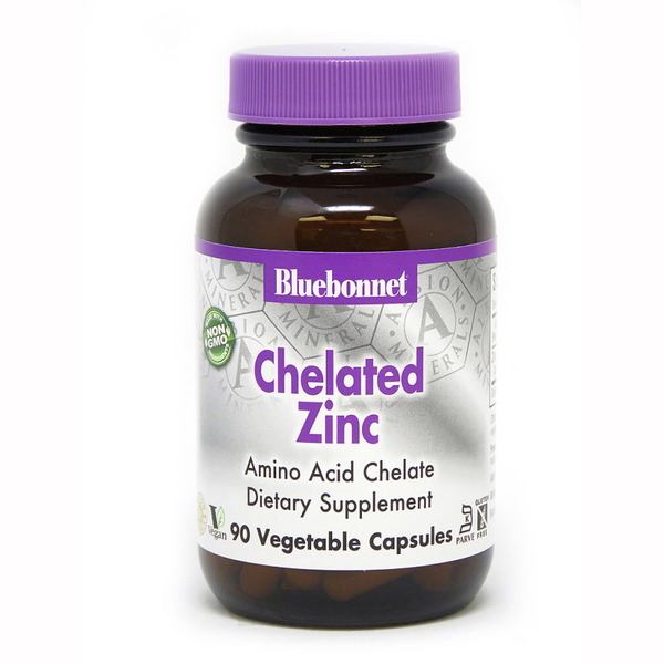 Вітаміни та мінерали Bluebonnet Nutrition Chelated Zinc, 90 вегакапсул