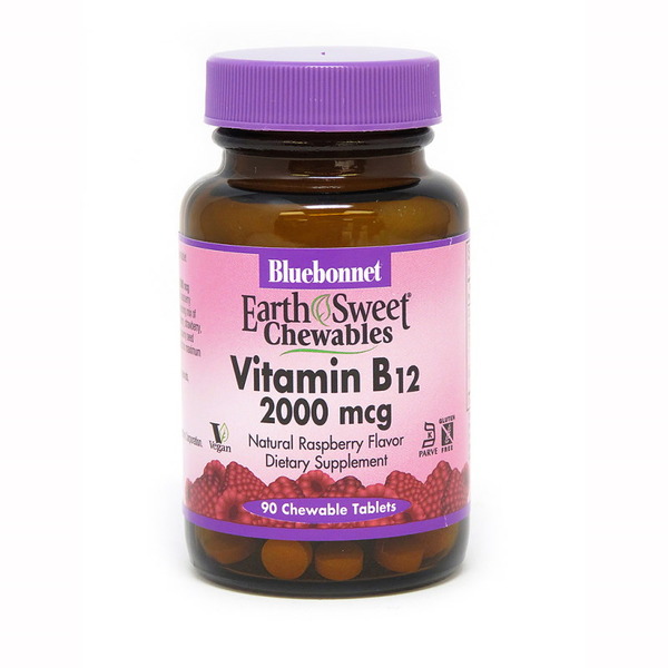 Вітаміни та мінерали Bluebonnet Nutrition Earth Sweet Chewables Vitamin В12 2000 mcg, 90 жувальних таблеток